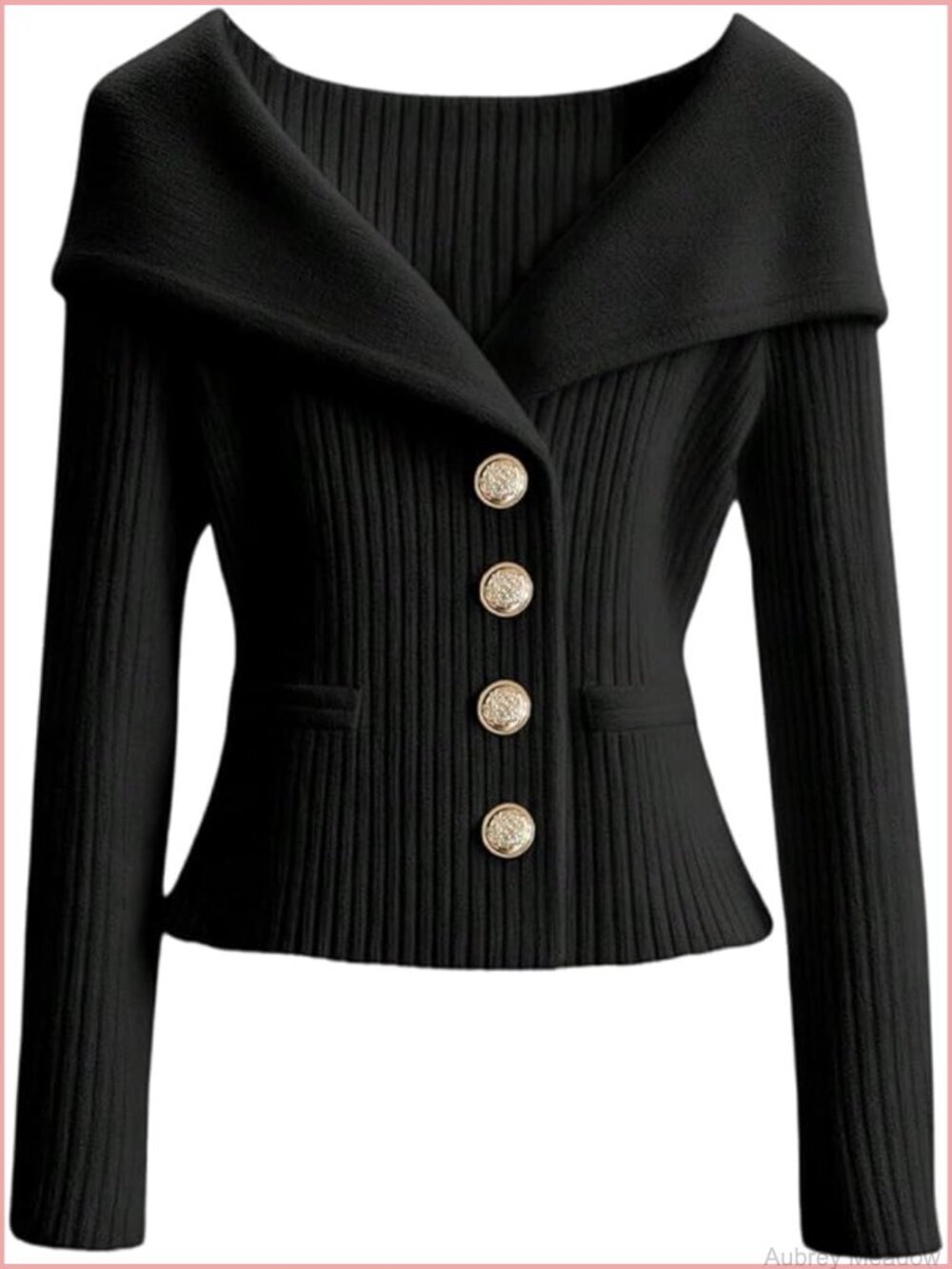 Button Front Cardigan Long Sleeve Ribbed Knit Slim Fit Sweater